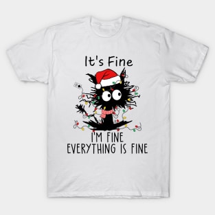 Black Cat Christmas Mess T-Shirt